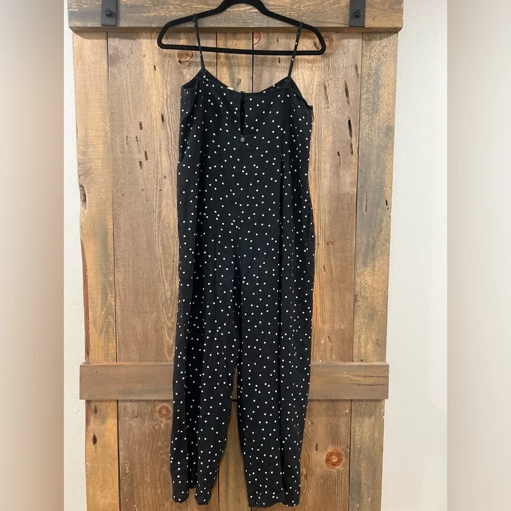 Roxy Black/White Polka Dot Cropped Wide Leg Jumpsuit Size Small